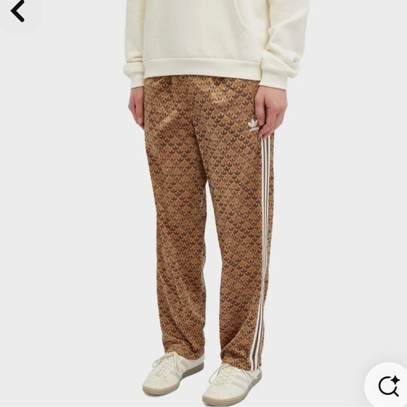 Adidas firebird mono monogram track pants tan mens size...